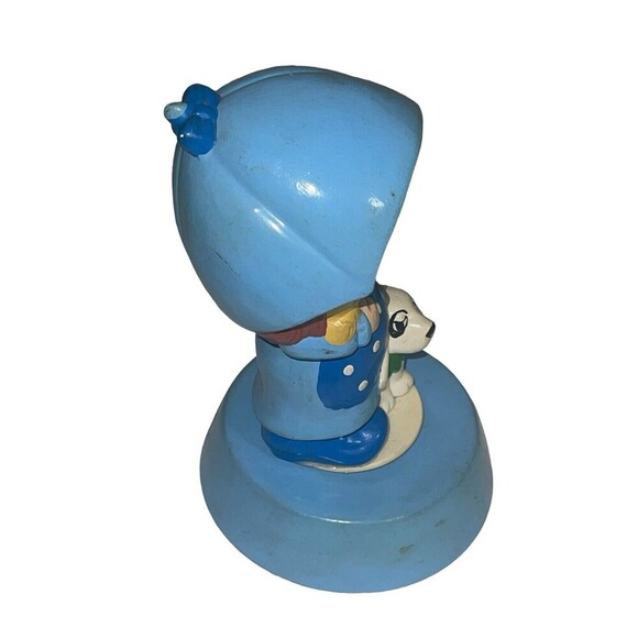 Vintage Girl Under Umbrella Blue Outfit Ceramic Music Box Girl Dog Duck RARE - Picture 6 of 15